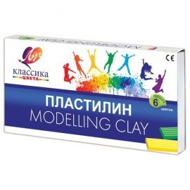 Пластилин классический ЛУЧ "Классика", 6 цветов, 120 г, со стеком, картонная упаковка, 12С878-08