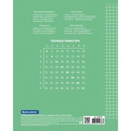 Тетрадь 12 л. BRAUBERG ЭКО "5-КА", клетка, обложка плотная мелованная бумага, ЗЕЛЕНАЯ, 104759