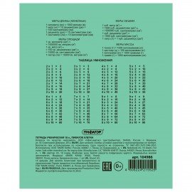 Тетрадь ЗЕЛЁНАЯ обложка 18 л., клетка с полями, офсет №2 ЭКОНОМ, "ПИФАГОР", 104986