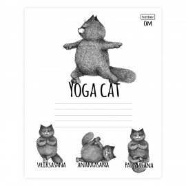 Тетрадь 24 л., HATBER, клетка, обложка картон, "Animals Yoga" (5 видов), 24Т5В1