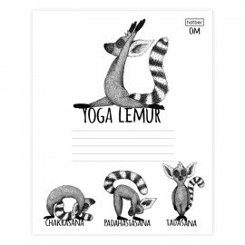 Тетрадь 24 л., HATBER, клетка, обложка картон, "Animals Yoga" (5 видов), 24Т5В1