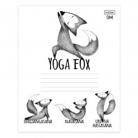 Тетрадь 24 л., HATBER, клетка, обложка картон, "Animals Yoga" (5 видов), 24Т5В1