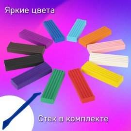 Пластилин классический BRAUBERG KIDS, 12 цветов, 240 г, стек, ВЫСШЕЕ КАЧЕСТВО, 106436