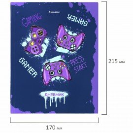 Дневник 5-11 класс 48 л., твердый, BRAUBERG, глянцевая ламинация, с подсказом, "Приставка", 106629
