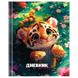 Дневник 1-11 класс 40 л., твердый, BRAUBERG, глянцевая ламинация, Тигренок, 107168