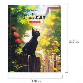 Дневник 1-11 класс 40 л., твердый, BRAUBERG, матовая ламинация, Cute Cat, 107180