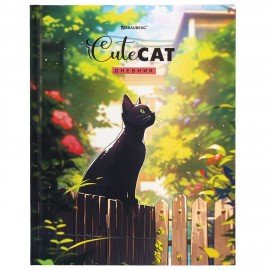 Дневник 1-11 класс 40 л., твердый, BRAUBERG, матовая ламинация, Cute Cat, 107180