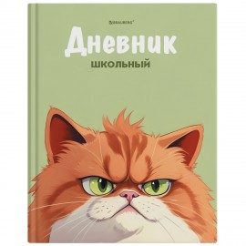 Дневник 5-11 класс 48 л., твердый, BRAUBERG, выборочный лак, с подсказом, Суровый Кот, 107196