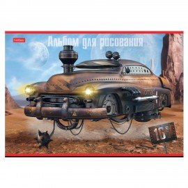 Альбом д/рис. А4 16л., скоба, обложка картон, HATBER, 205х290мм, Дизельпанк, 16А4В