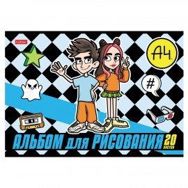 Альбом д/рис. А4 20л., скоба, обложка картон, HATBER, 205х290мм, Влад А4, 20А4В