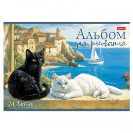 Альбом д/рис. А4 24л., скоба, обл. картон, HATBER, 205х290мм, ЗаМУРчательные истории, 24А4В