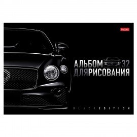 Альбом д/рис. А4 32л., скоба, глянцевая ламинация, HATBER, 205х290мм, Black Edition, 32А4лВ