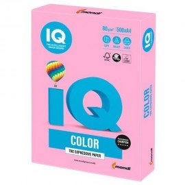 Бумага цветная IQ color, А4, 80 г/м2, 500 л., неон, розовая, NEOPI