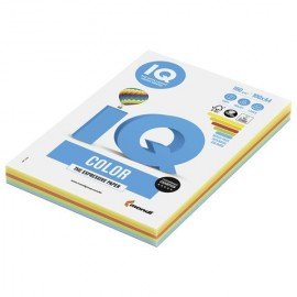 Бумага цветная IQ color, А4, 160 г/м2, 100 л. (5 цветов x 20 листов), микс интенсив, RB02