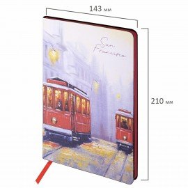 Блокнот А5 (143x210 мм), BRAUBERG VISTA "San Francisco", под кожу, гибкий, 80 л., 112070