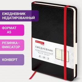 Ежедневник недатированный А5 138х213 мм BRAUBERG "Office", под кожу, 160 л., черный, 113290