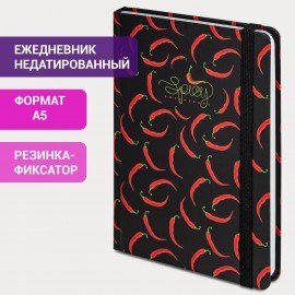 Ежедневник недатированный с резинкой А5 (145х203 мм), BRAUBERG, твердый, 128 л., "Spicy", 114560