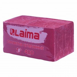 Салфетки бумажные 400 шт., 24х24 см, "Big Pack", бордовые, 100% целлюлоза, LAIMA, 114725