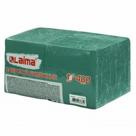 Салфетки бумажные 400 шт., 24х24 см, "Big Pack", зелёные, 100% целлюлоза, LAIMA, 114728