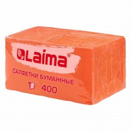 Салфетки бумажные 400 шт., 24х24 см, "Big Pack", оранжевые, 100% целлюлоза, LAIMA, 114729