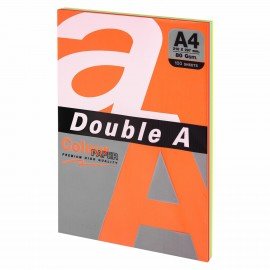 Бумага цветная DOUBLE A, А4, 80г/м2, 100 л, (5 цветов x 20 листов), микс интенсив, ш/