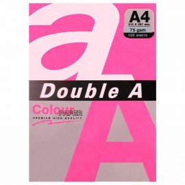 Бумага цветная DOUBLE A, А4, 75 г/м2, 100 л., неон, розовая