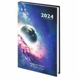 Ежедневник датированный 2024 145х215 мм, А5, STAFF, ламинированная обложка, "Space", 115140