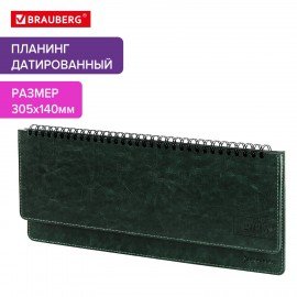 Планинг датированный 2025 305х140мм BRAUBERG Imperial, под кожу, зеленый, 115699