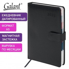 Ежедневник датированный 2025 А5 148х218мм GALANT Ritter, под кожу, черный, 115716