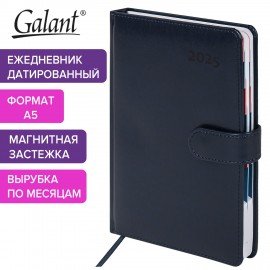 Ежедневник датированный 2025 А5 148х218мм GALANT Ritter, под кожу, темно-синий, 115717