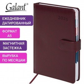 Ежедневник датированный 2025 А5 148х218мм GALANT Ritter, под кожу, бордовый, 115718