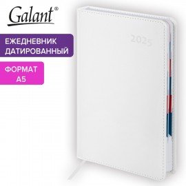 Ежедневник датированный 2025 А5 148х218мм GALANT White, под кожу, белый, 115719