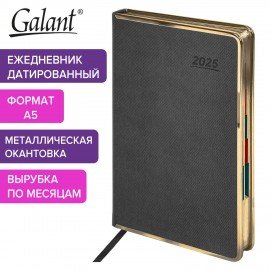 Ежедневник датированный 2025 А5 148х218мм GALANT Infinity Gold, под кожу, серый, 115728