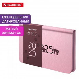 Еженедельник датированный 2025 95х155мм А6, BRAUBERG Vista, под кожу, Город, 115994