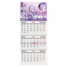 Календарь квартальный 2025г, 3 блока 3 гребня бегунок, мелованная бумага, BRAUBERG, Фантастический мир, 116137