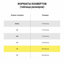 Конверты С4 (229х324мм), отрывная лента, 90г/м2, КОМПЛЕКТ 50шт, внутренняя запечатка, STAFF, 116569