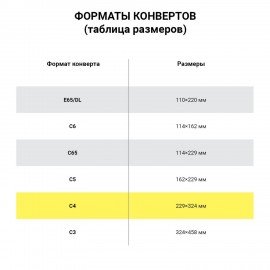 Конверты С4 (229х324 мм), отрывная лента, 100 г/м2, КОМПЛЕКТ 500 шт.