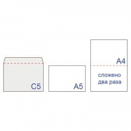 Конверты С5 (162х229 мм) ПРАВОЕ ОКНО, отрывная лента, 80 г/м2, КОМПЛЕКТ 1000 шт.