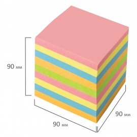 Блок для записей ОФИСМАГ непроклеенный, куб 9х9х9 см, цветной, 124444