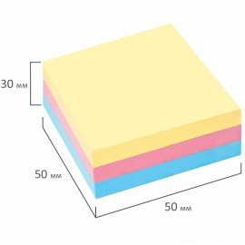 Блок самоклеящийся (стикеры) STAFF, 50х50 мм, 300 листов, 3 цвета, 127145