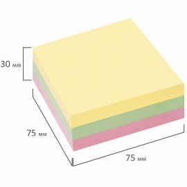 Блок самоклеящийся (стикеры) STAFF "PROFIT" 75х75мм, 300 листов, 3 цвета, 127146