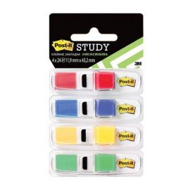 Закладки клейкие POST-IT Study, пластиковые, 12 мм, 4 цвета х 24 шт., 683-4S-RU