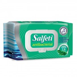 Салфетки влажные, 72 шт., SALFETI "Antibacterial", антибактериальные, крышка-клапан, 48397