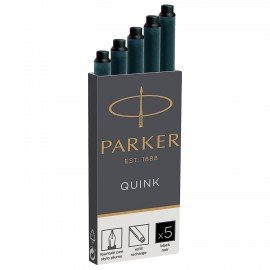 Картриджи чернильные PARKER "Cartridge Quink", КОМПЛЕКТ 5 штук, черные, 1950382