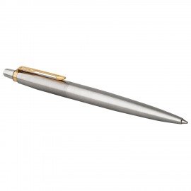 Ручка гелевая PARKER "Jotter Stainless Steel GT", корпус серебристый, позолоченные детали, черная, 2020647