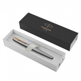 Ручка перьевая PARKER "Jotter Stainless Steel GT", корпус серебристый, позолота, синяя, 2030948