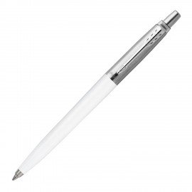 Ручка шариковая PARKER "Jotter Plastic CT", корпус белый, детали из нержавеющей стали, синяя, R0032930