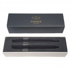 Набор PARKER "Jotter Stainless Steel GT": шариковая ручка синяя и перьевая ручка, 2093257