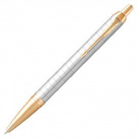 Ручка шариковая PARKER "IM Premium Pearl GT", жемчужный лак, позолота, синяя, 2143643