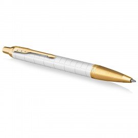 Ручка шариковая PARKER "IM Premium Pearl GT", жемчужный лак, позолота, синяя, 2143643